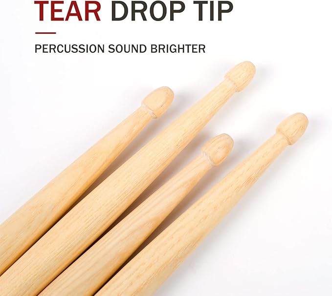 5A Wood Drum Sticks for Kids: 2 Pairs Drumsticks for Electronic Drumming Children Adults Beginner Percussion Accessories by TinyTreasures Baby Boutique